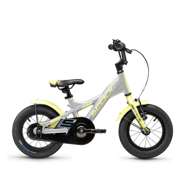 S'COOL XXlite 12 Zoll 1-Gang kinderfahrrad in Silver/Lime mit 1-Gang-Schaltung