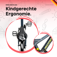 Kinderfahrrad in grau/gelb 16 Zoll für Kinder ab 4 Jahren – robustes Rad mit kindgerechter Geometrie