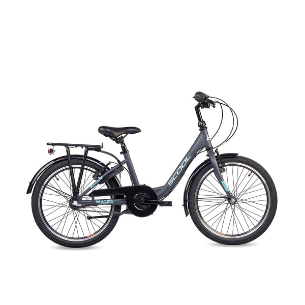 S'COOL chiX 20 Zoll 3-Gang kinderfahrrad in Dark Grey/Aqua mit 3-Gang-Schaltung