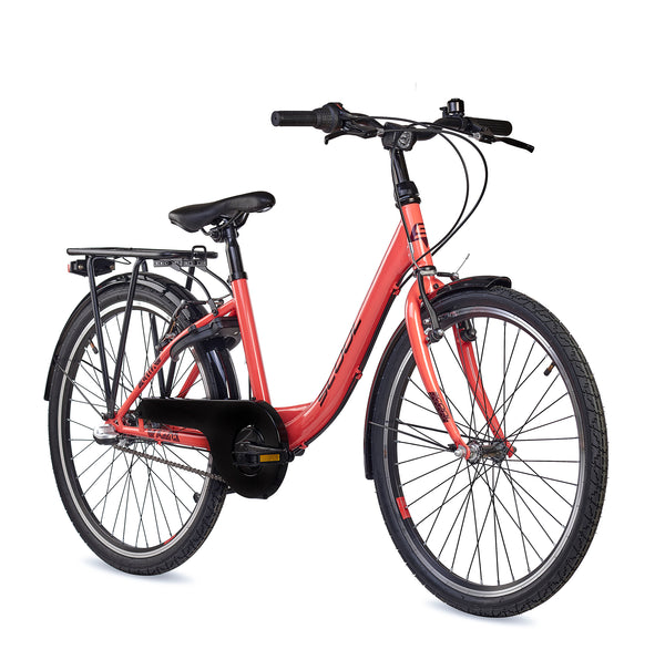 S'COOL chiX 24 Zoll 3-Gang kinderfahrrad in Coral mit 3-Gang-Schaltung