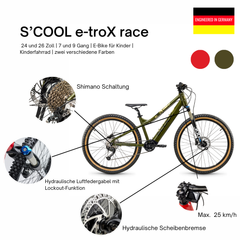 E-Kinderfahrrad |  e-troX race 26 Zoll  9-Gang